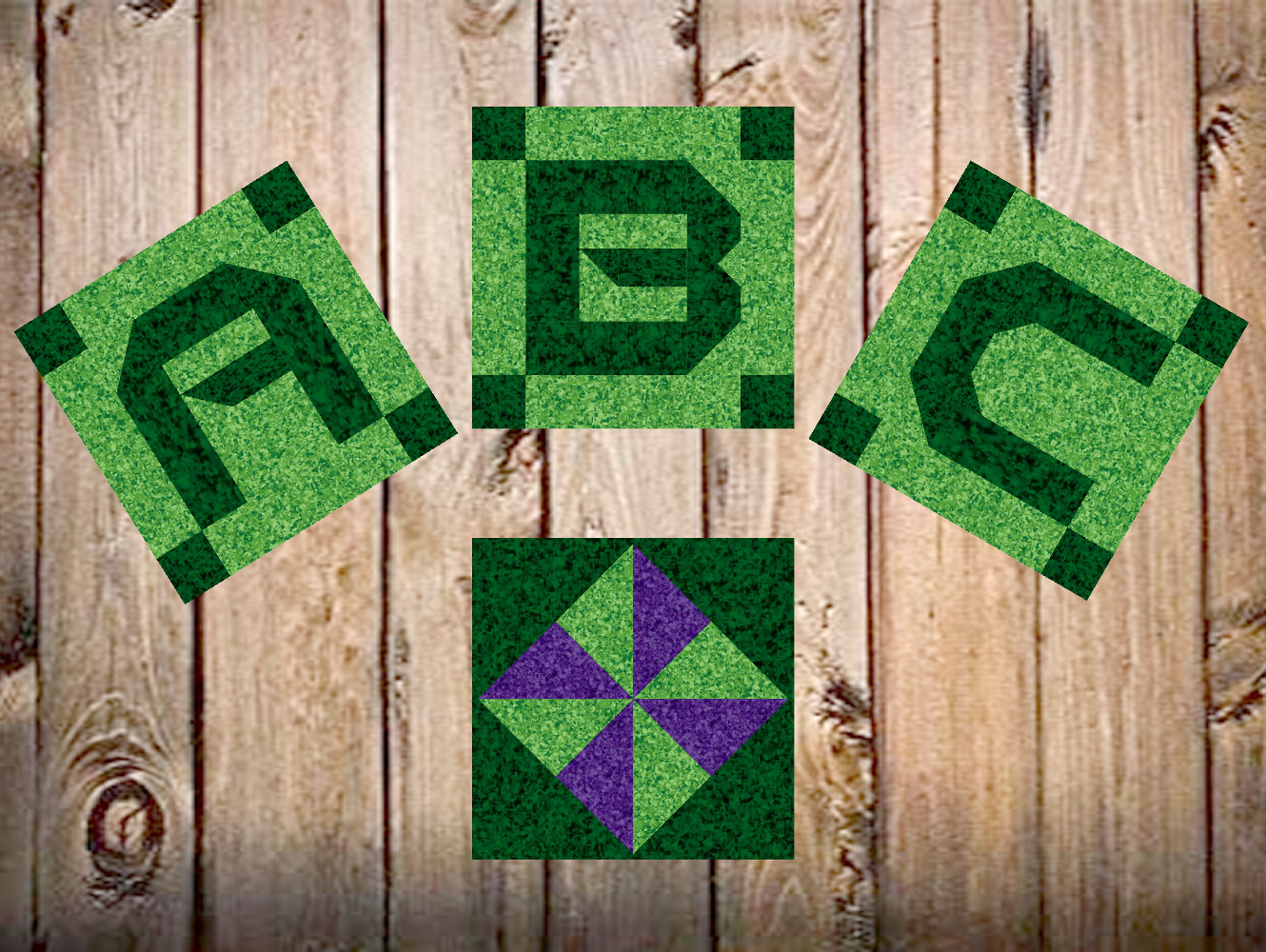 Patchwork Alphabet Squared Quilt Pattern - Letters & Pinwheels Quilt Pattern INSTANT DOWNLOAD