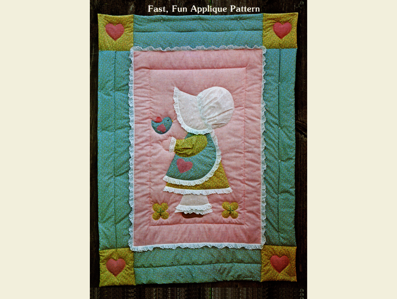Vintage Quilt Pattern Cute & Adorable Amy Sue Sunbonnet Easy Applique Baby / Crib Quilt - PDF Instant Digital Download