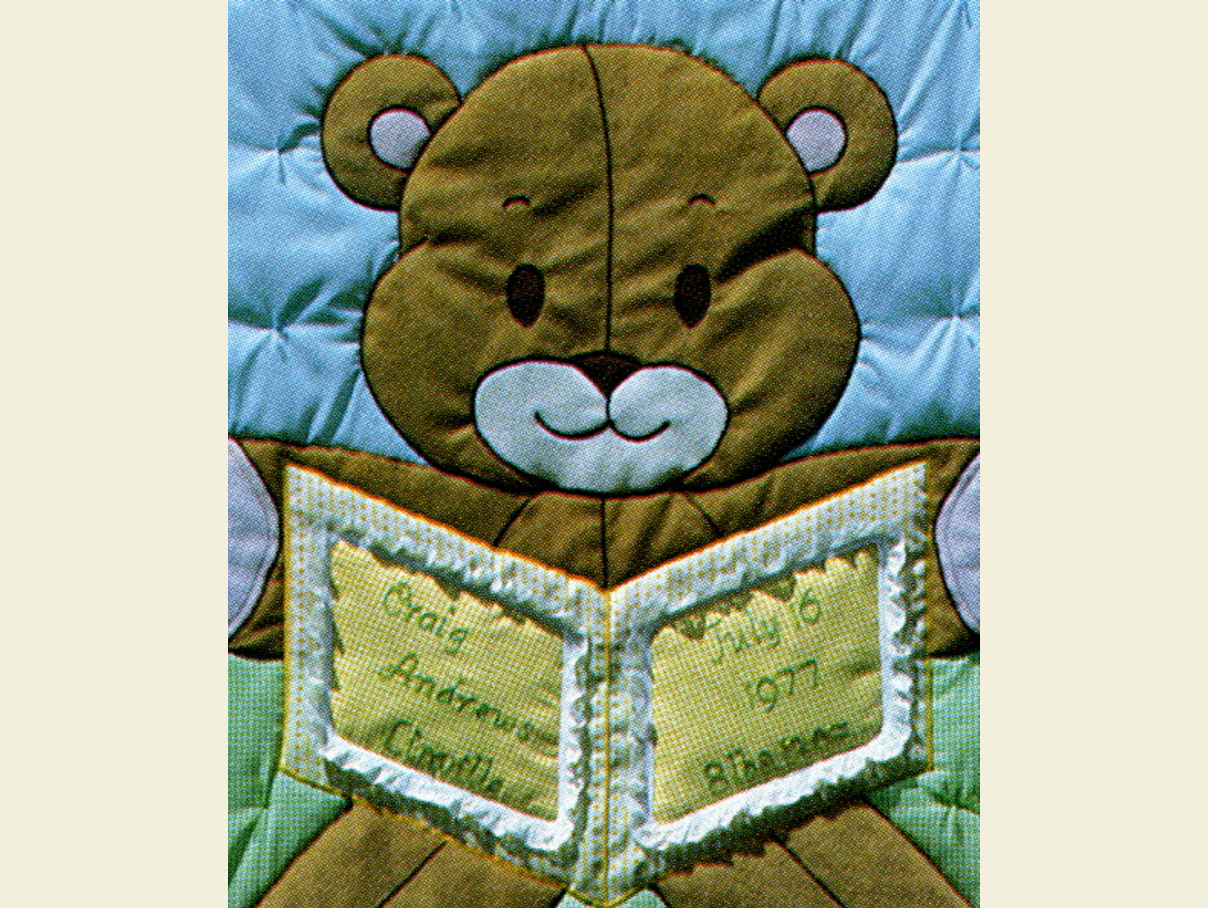 Vintage Quilt Pattern Cute & Adorable Personalized Baby's Book and Bear Easy Applique Baby / Crib Quilt - PDF Instant Digital Download