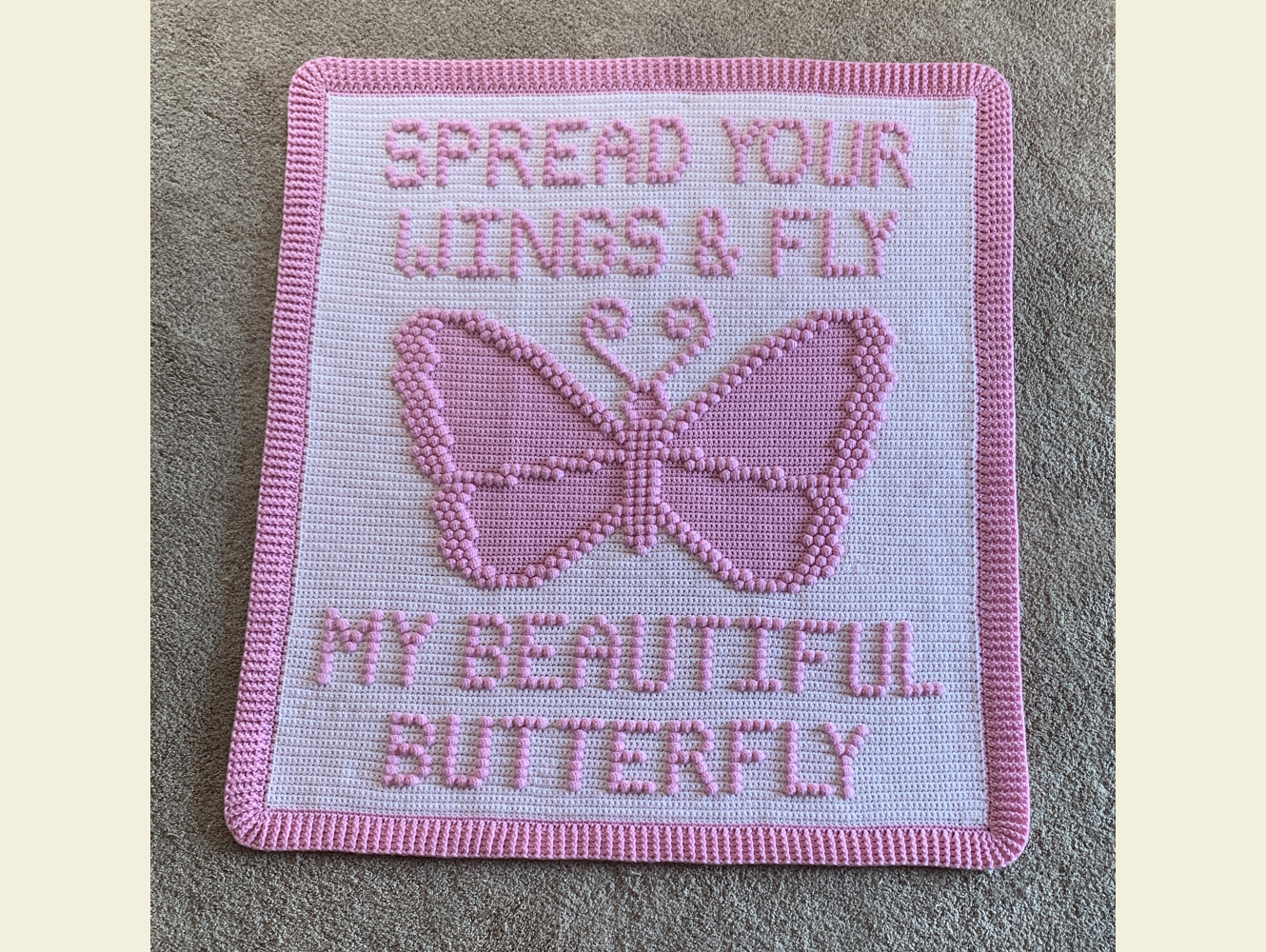 Crochet Blanket / Afghan Pattern - Butterfly Bobble Stitch - Spread Your Wings & Fly My Beautiful Butterfly - INSTANT DOWNLOAD