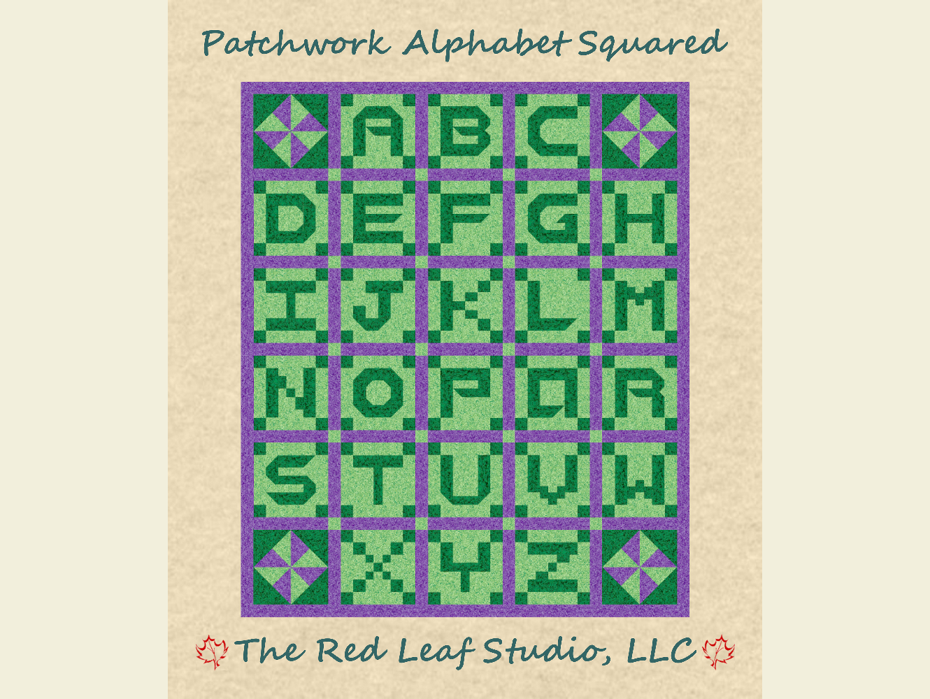 Patchwork Alphabet Squared Quilt Pattern - Letters & Pinwheels Quilt Pattern INSTANT DOWNLOAD