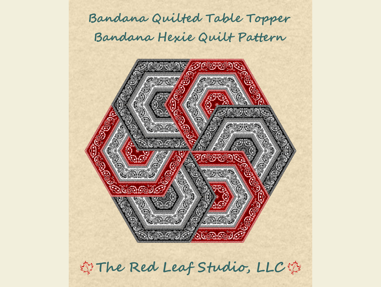 Bandana Quilted Table Topper - Bandana Hexie Quilt Pattern - INSTANT DOWNLOAD