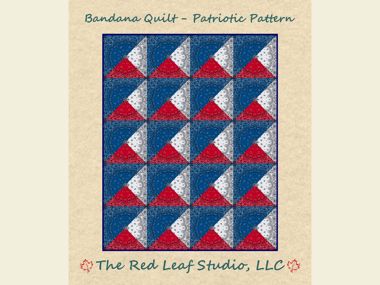 Big Block Bandana Quilt Pattern - Patriotic Quilt Pattern - INSTANT DOWNLOAD