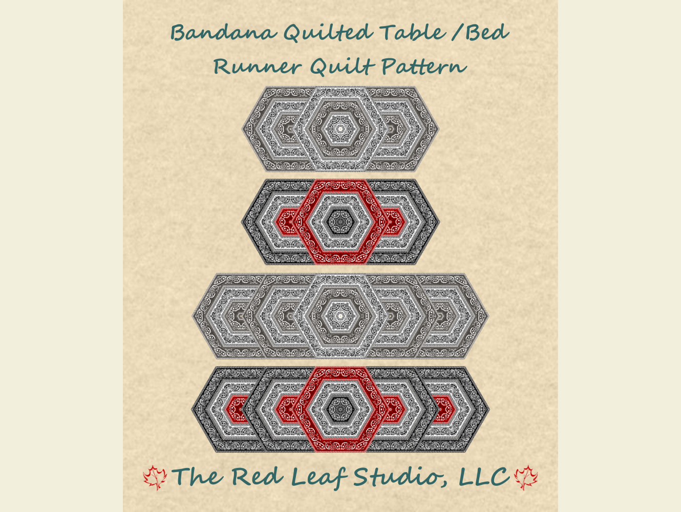 Bandana Quilted Table / Bed Runner - Quilt Pattern - INSTANT DOWNLOAD