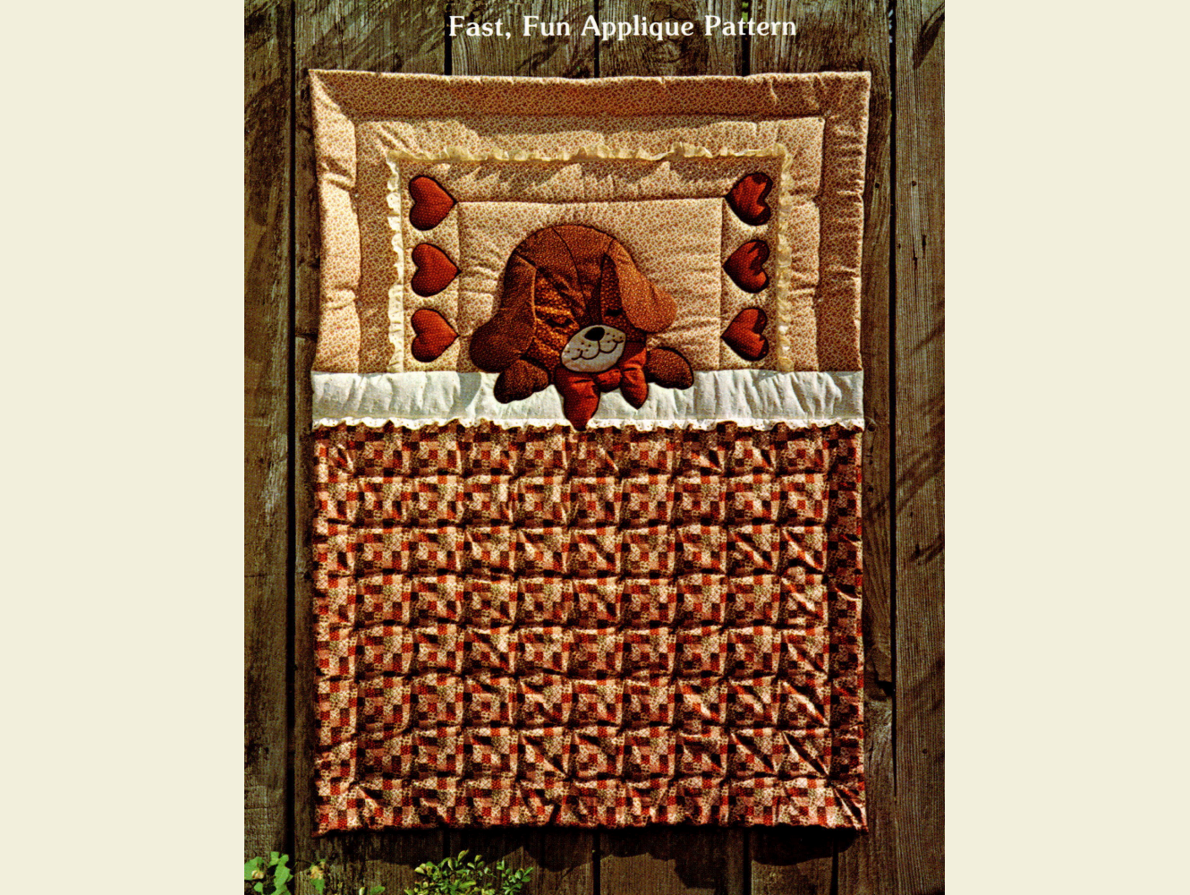 Vintage Quilt Pattern Cute & Adorable Puppy Love Easy Applique Baby / Crib Quilt - PDF Instant Digital Download