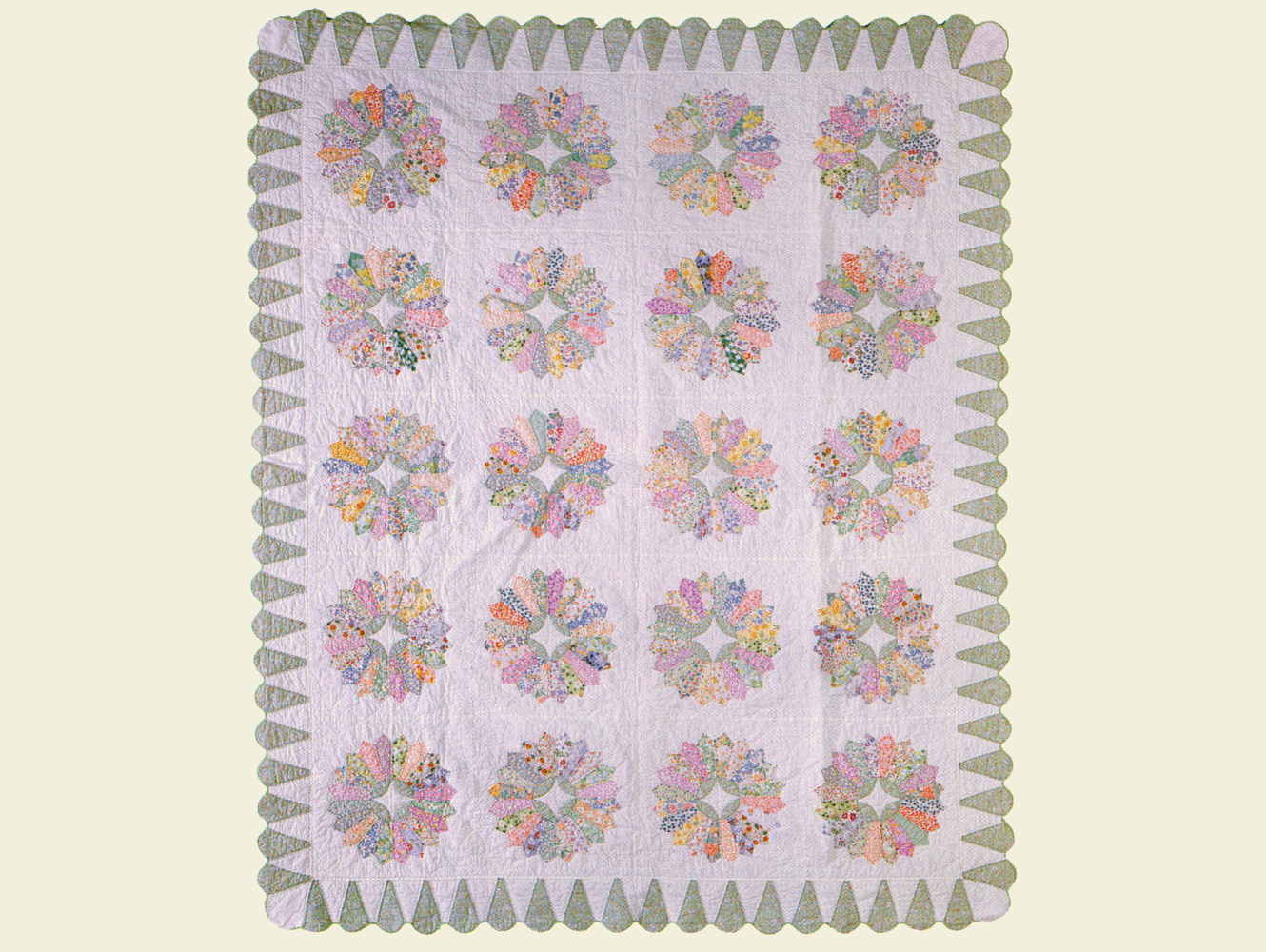Vintage Quilt Pattern Fancy Dresden Plate - Includes Applique Templates - 74" x 90" - PDF Instant Digital Download
