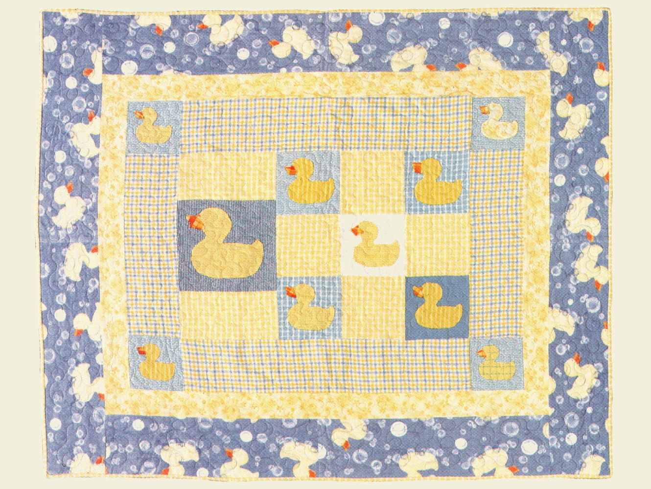 Vintage Quilt Pattern Ducky Love Baby / Crib Quilt - Includes Applique Duck Templates - PDF Instant Digital Download