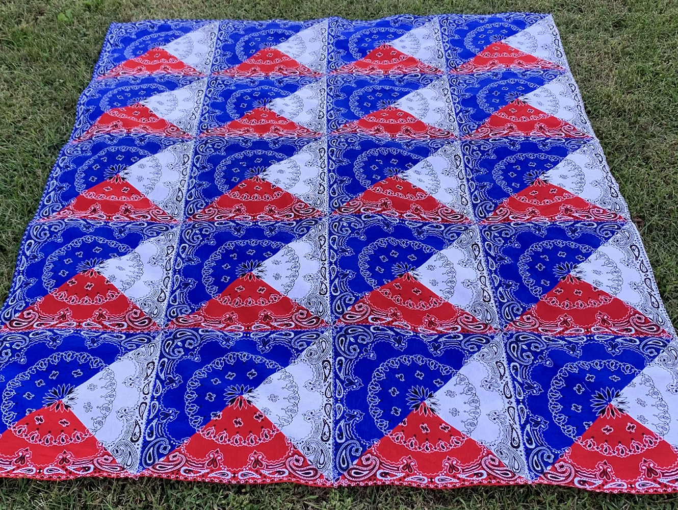 Big Block Bandana Quilt Pattern - Patriotic Quilt Pattern - INSTANT DOWNLOAD