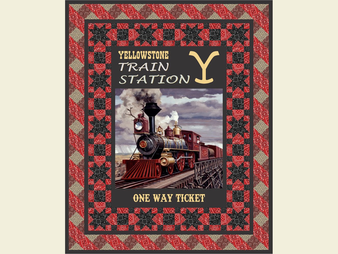 Yellowstone Train Station - One Way Ticket - Pattern A Quilt Kit