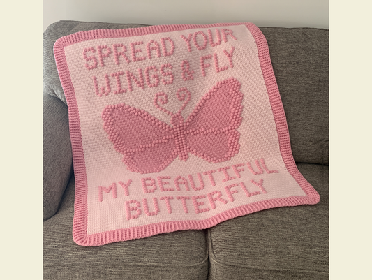 Crochet Blanket / Afghan Pattern - Butterfly Bobble Stitch - Spread Your Wings & Fly My Beautiful Butterfly - INSTANT DOWNLOAD