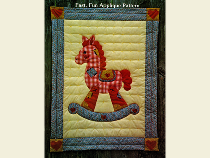 Vintage Quilt Pattern Cute & Adorable Rocky Horse Easy Applique Baby / Crib Quilt - PDF Instant Digital Download