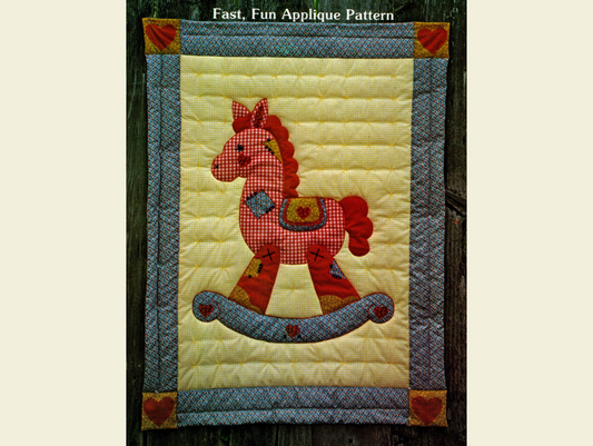 Vintage Quilt Pattern Cute & Adorable Rocky Horse Easy Applique Baby / Crib Quilt - PDF Instant Digital Download