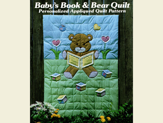 Vintage Quilt Pattern Cute & Adorable Personalized Baby's Book and Bear Easy Applique Baby / Crib Quilt - PDF Instant Digital Download