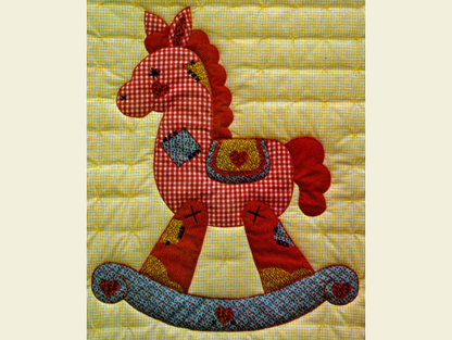 Vintage Quilt Pattern Cute & Adorable Rocky Horse Easy Applique Baby / Crib Quilt - PDF Instant Digital Download