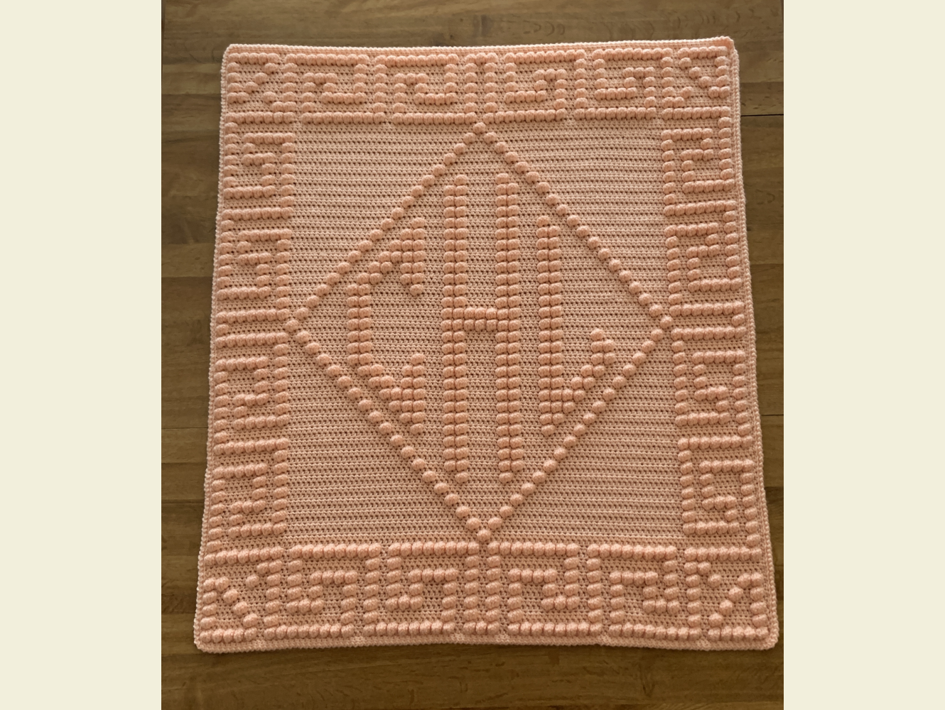 Crochet Blanket Pattern - Bobble Stitch 3 Letter Monogram + Border - INSTANT DOWNLOAD
