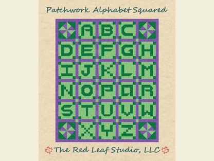 Patchwork Alphabet Squared Quilt Pattern - Letters  & Pinwheels Quilt Pattern INSTANT DOWNLOAD