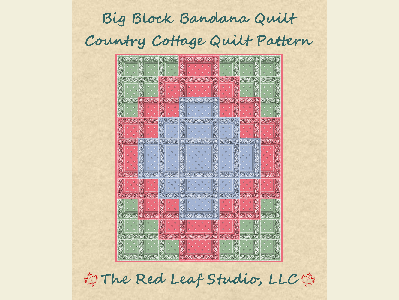 Simple Country Patterns Big Block Bandana Quilt Pattern - Country Cottage Quilt Pattern - PDF ...