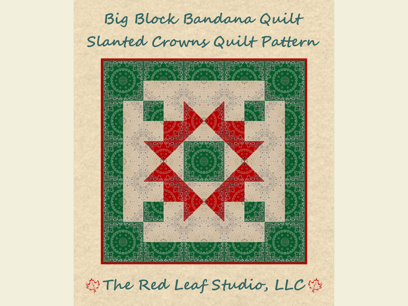 Big Block Bandana Quilt Pattern - Slanted Crowns Quilt Pattern - INSTANT DOWNLOAD