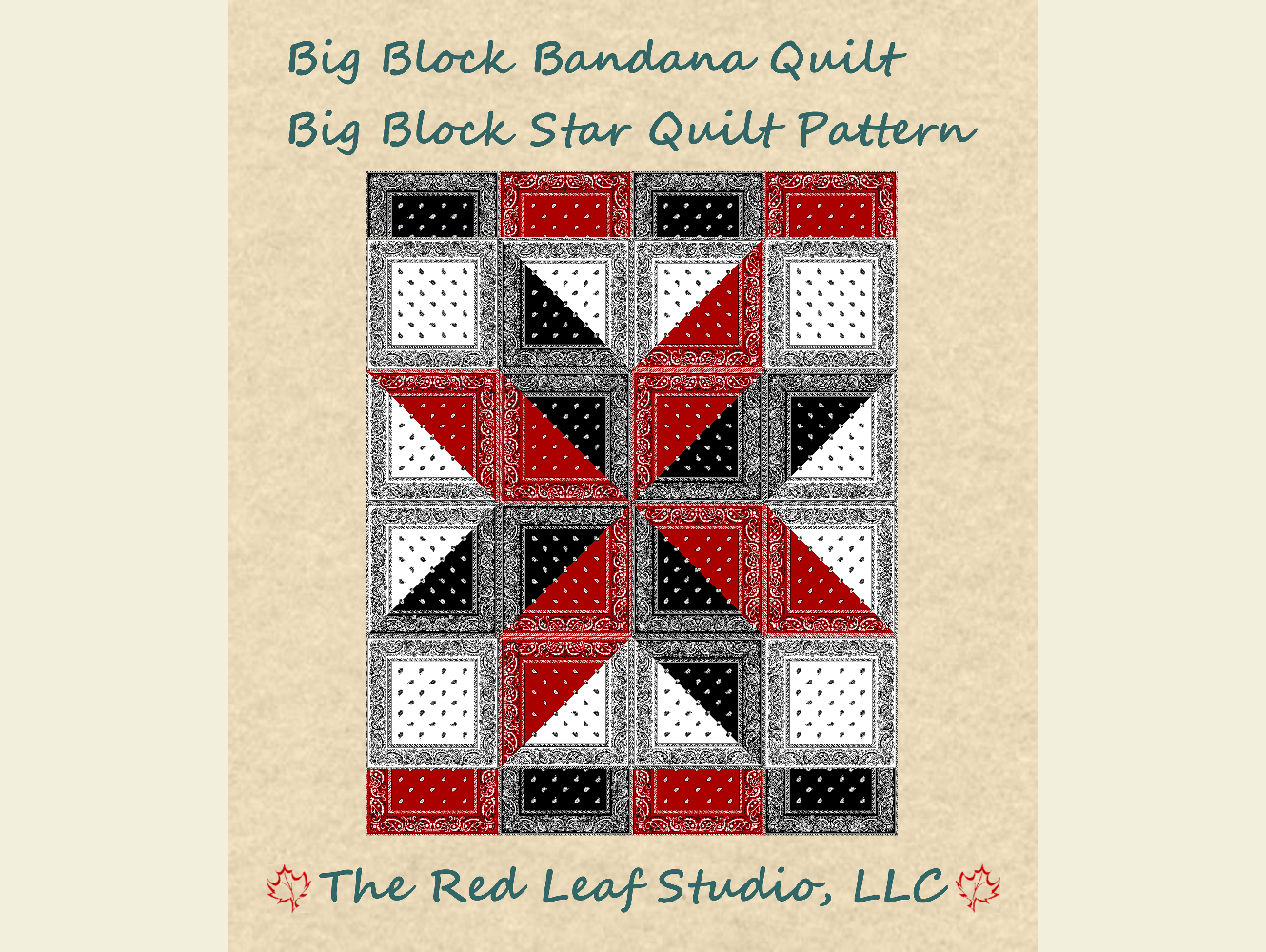 Big Block Bandana Quilt Pattern - Big Block Star Quilt Pattern - INSTANT DOWNLOAD