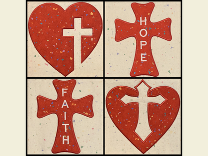 Christian Hearts & Crosses Applique Machine Embroidery Designs - INSTANT DOWNLOAD