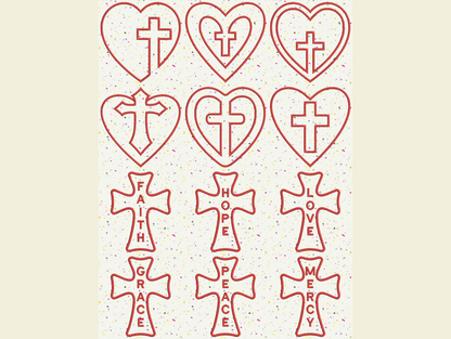 Embroidery design- Heart applique decorated with crosses by Embrighter