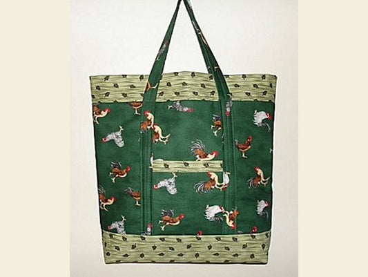 Country Roosters Quilted Tote Bag - Pattern with Fabric Kit