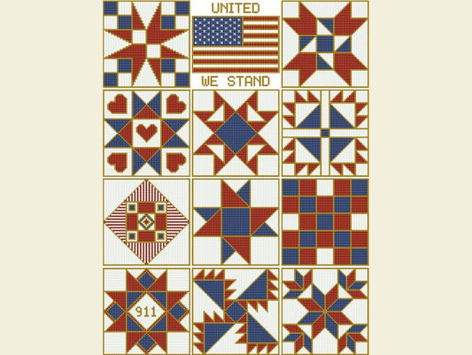 Set 6 - Cross Stitch – 12 Patriotic Blocks - Machine Embroidery Designs - INSTANT DOWNLOAD