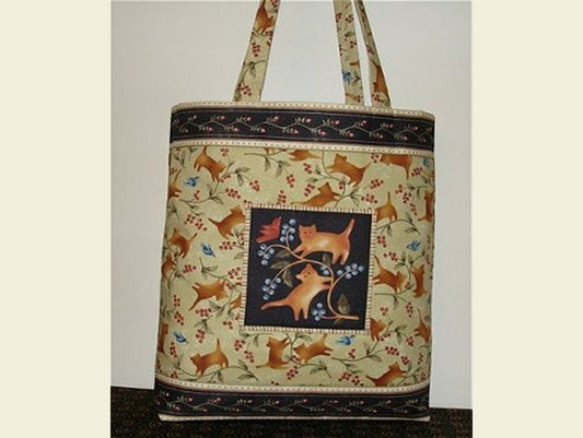 Folk Art Kitty Cats Quilted Tote Bag - Pattern Only - INSTANT DOWNLOAD