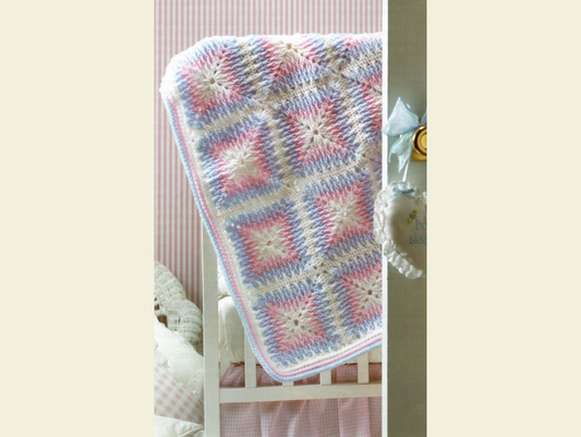 Vintage Crochet Pattern Baby / Crib Blanket / Afghan - Block-By-Block Baby Afghan #1 - PDF Instant Digital Download
