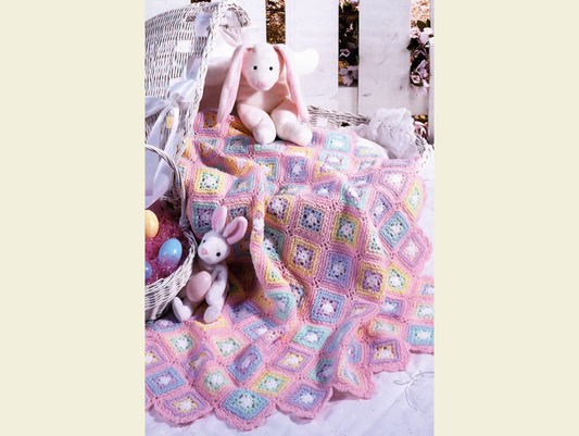 Vintage Crochet Pattern Baby / Crib Blanket / Afghan - Block-By-Block Baby Afghan #2 - PDF Instant Digital Download