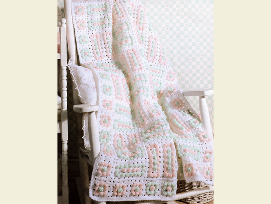 Vintage Crochet Pattern Baby / Crib Blanket / Afghan - Textured Bars & Squares Bobble Stitch - PDF Instant Digital Download