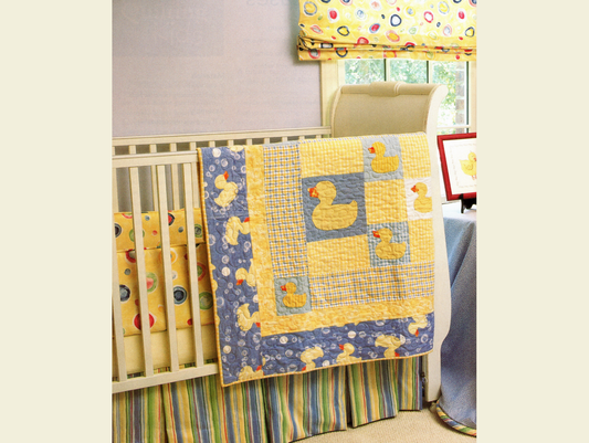 Vintage Quilt Pattern Ducky Love Baby / Crib Quilt - Includes Applique Duck Templates - PDF Instant Digital Download