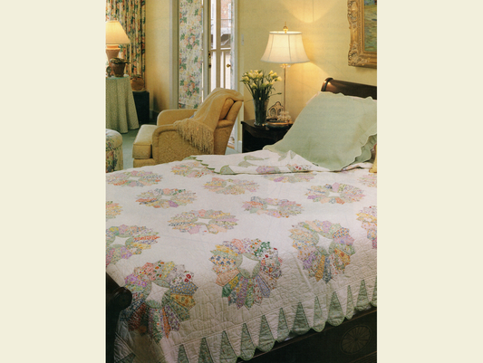 Vintage Quilt Pattern Fancy Dresden Plate - Includes Applique Templates - 74" x 90" - PDF Instant Digital Download