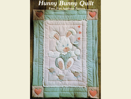 Vintage Quilt Pattern Cute & Adorable Hunny Bunny Easy Applique Baby / Crib Quilt - PDF Instant Digital Download