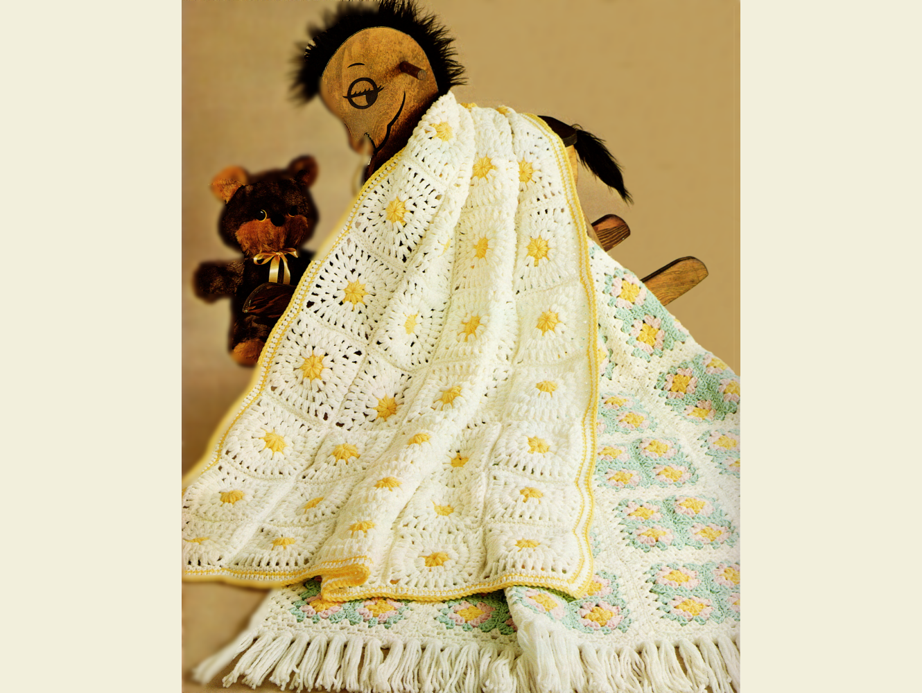 Vintage 2-in-1 Baby Crochet Pattern - Two Adorable Block-By-Block Baby / Crib Blankets / Afghans To Crochet - PDF Instant Digital Download