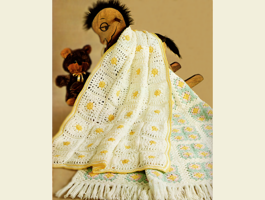 Vintage 2-in-1 Baby Crochet Pattern - Two Adorable Block-By-Block Baby / Crib Blankets / Afghans To Crochet - PDF Instant Digital Download