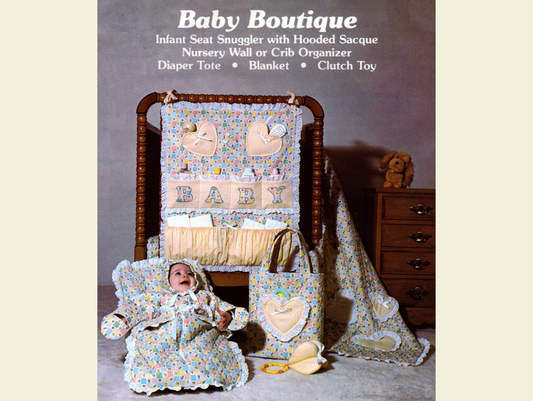 Vintage 6-in-1 Baby Boutique Quilt Pattern - Adorable Quilt, Seat Cover, Sacque, Organizer, Diaper Tote, Clutch Toy - PDF Instant Digital Download