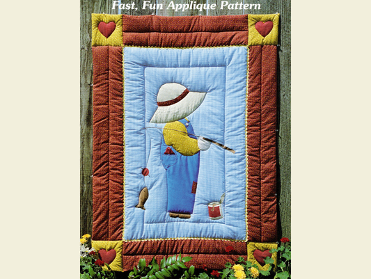 Vintage Quilt Pattern Cute & Adorable Billy Blue Jeans Easy Applique Baby / Crib Quilt - PDF Instant Digital Download