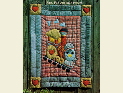 Vintage Quilt Pattern Cute & Adorable Chuggy Choo Choo Easy Applique Baby / Crib Quilt - PDF Instant Digital Download