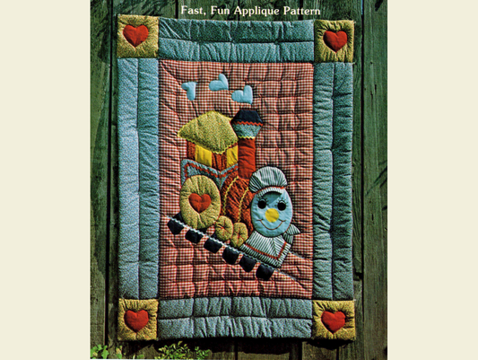 Vintage Quilt Pattern Cute & Adorable Chuggy Choo Choo Easy Applique Baby / Crib Quilt - PDF Instant Digital Download