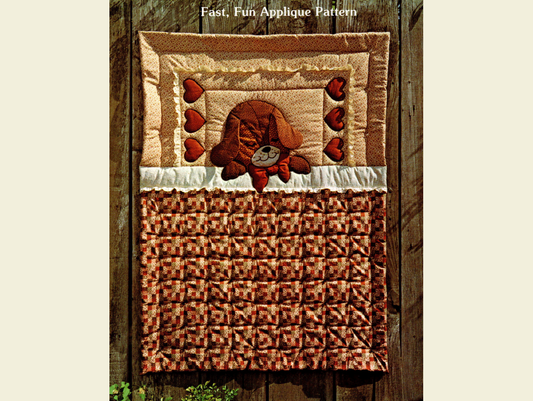 Vintage Quilt Pattern Cute & Adorable Puppy Love Easy Applique Baby / Crib Quilt - PDF Instant Digital Download
