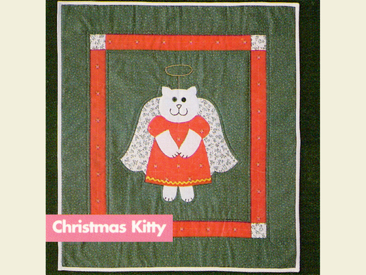 Vintage Quilt Pattern Cute & Adorable Christmas Kitty Easy Applique Baby / Crib Quilt - PDF Instant Digital Download