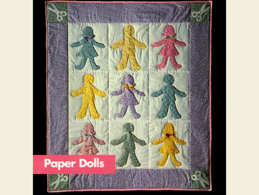 Vintage Quilt Pattern Cute & Adorable Paper Dolls Easy Applique Baby / Crib Quilt - PDF Instant Digital Download