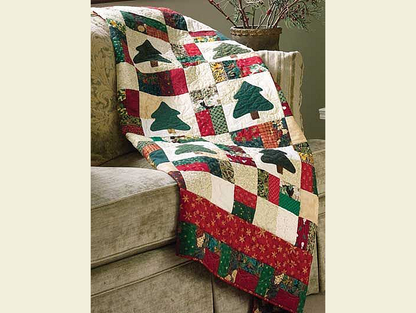 Vintage Quilt Pattern Scrappy 9-Patch Christmas Tree Quilt - Includes Tree Applique Template - Fast & Fun - PDF Instant Digital Download