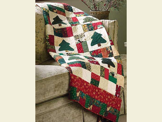 Vintage Quilt Pattern Scrappy 9-Patch Christmas Tree Quilt - Includes Tree Applique Template - Fast & Fun - PDF Instant Digital Download