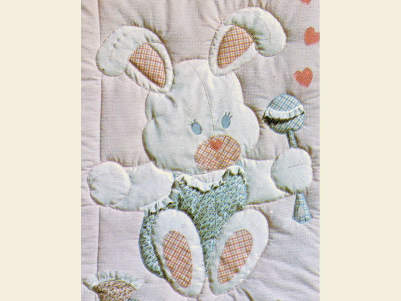 Vintage Quilt Pattern Cute & Adorable Hunny Bunny Easy Applique Baby / Crib Quilt - PDF Instant Digital Download