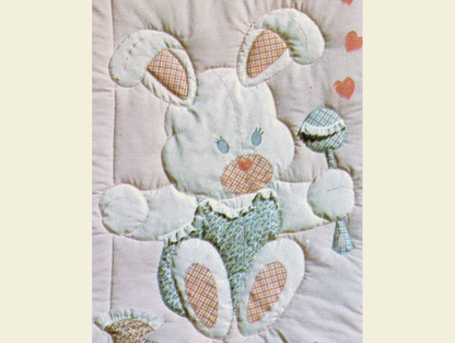 Vintage Quilt Pattern Cute & Adorable Hunny Bunny Easy Applique Baby / Crib Quilt - PDF Instant Digital Download