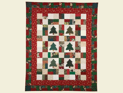 Vintage Quilt Pattern Scrappy 9-Patch Christmas Tree Quilt - Includes Tree Applique Template - Fast & Fun - PDF Instant Digital Download