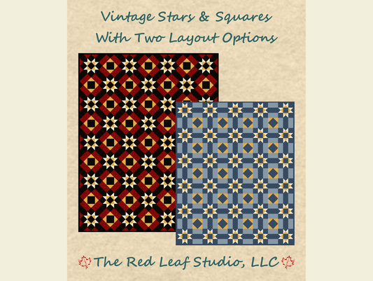 Vintage Stars and Squares Quilt Pattern - INSTANT DOWNLOAD